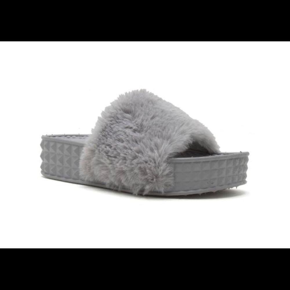 Faux Fur Slip On Sandals